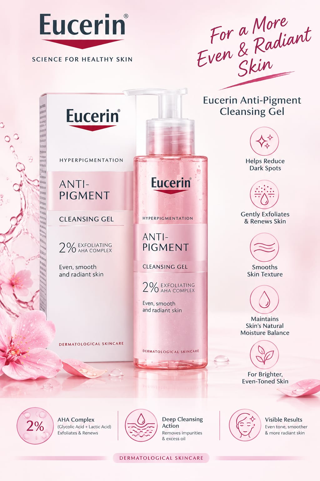 Eucerin Anti Pigment Cleansing Gel 2% Exfoliating AHA Complex