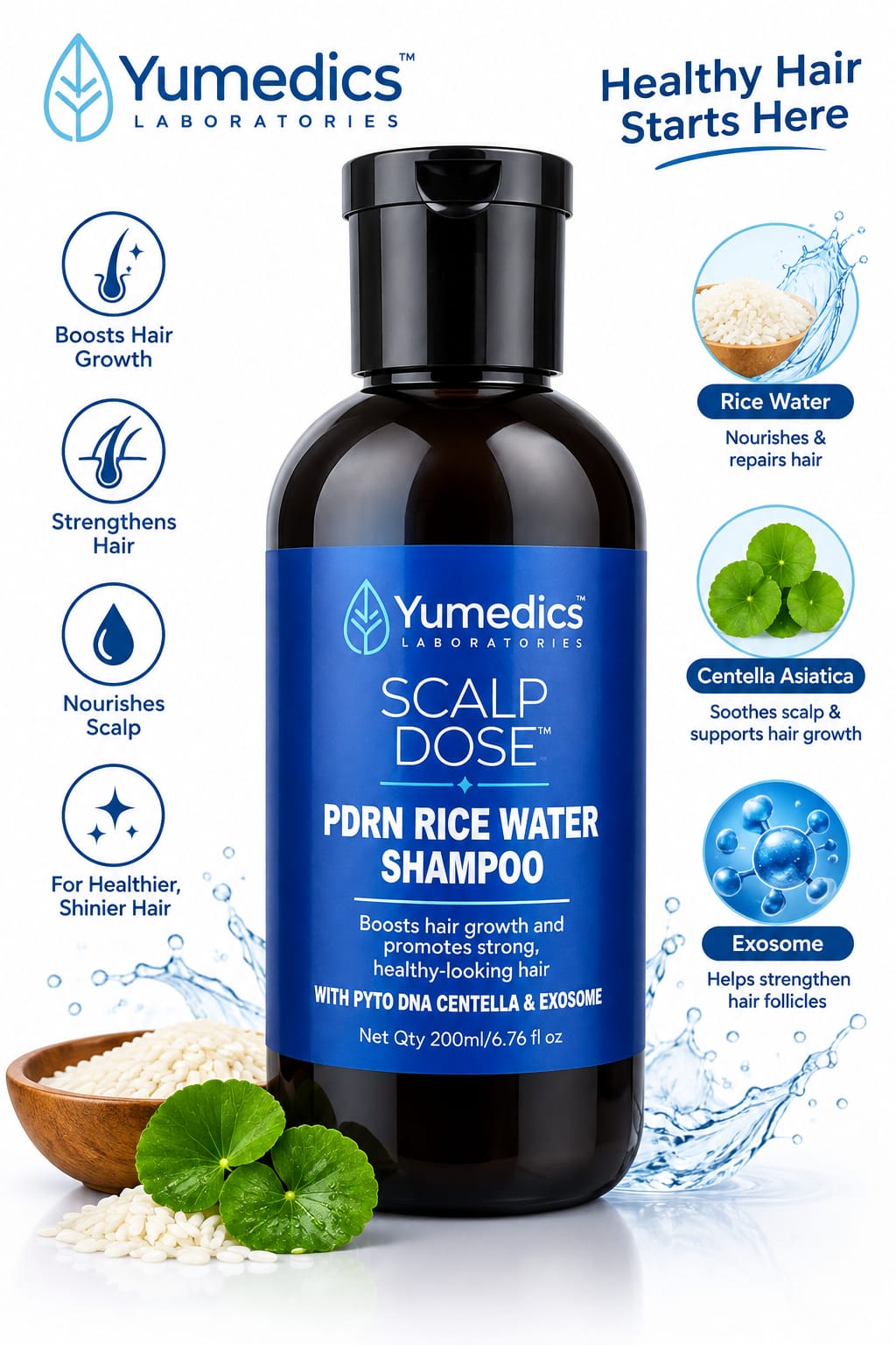 Yumedics Scalp Dose PDRN Rice Water Shampoo 200 ml